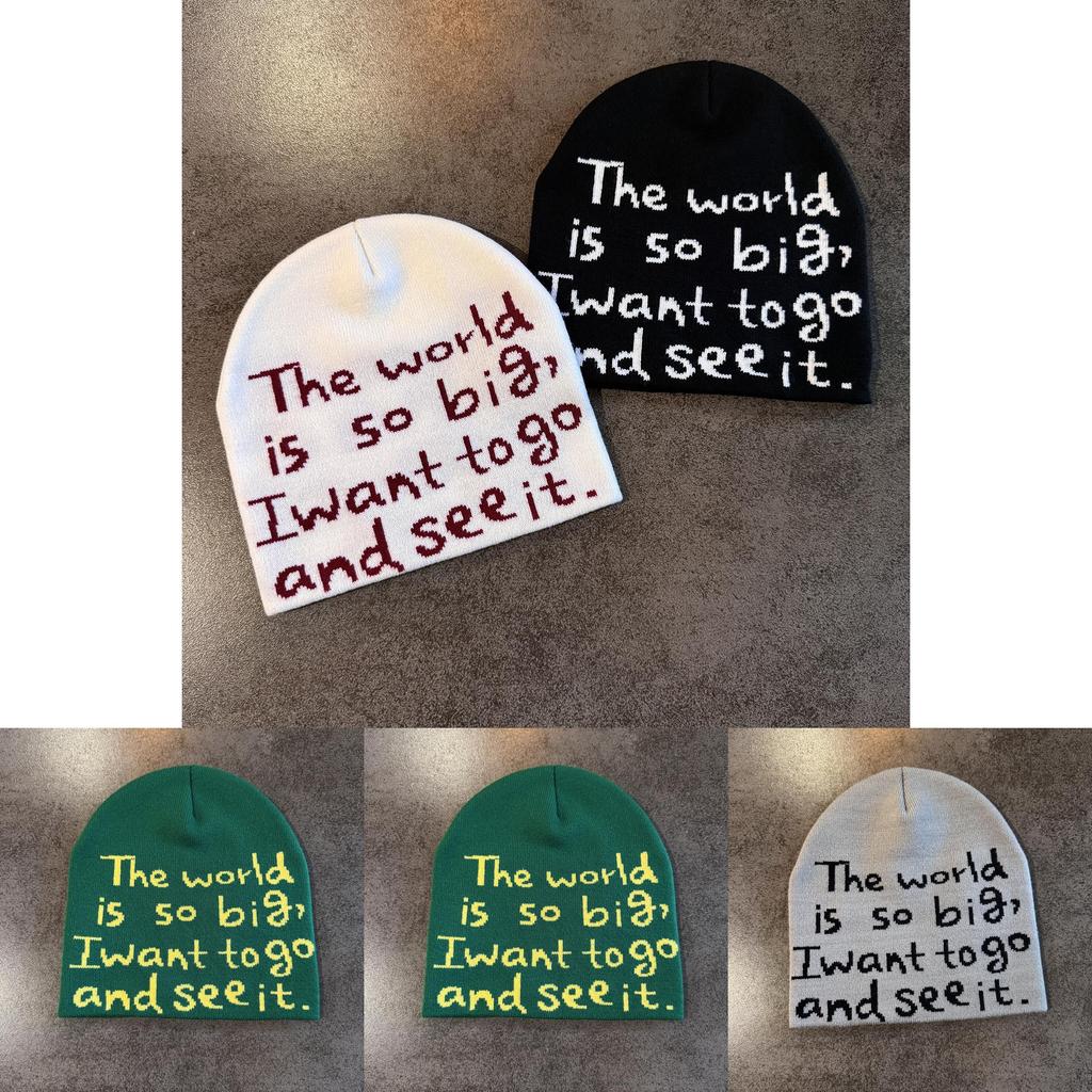 Knit Letter Beanie Hat For Men Women Cold Weather Insulation And Sun Protection