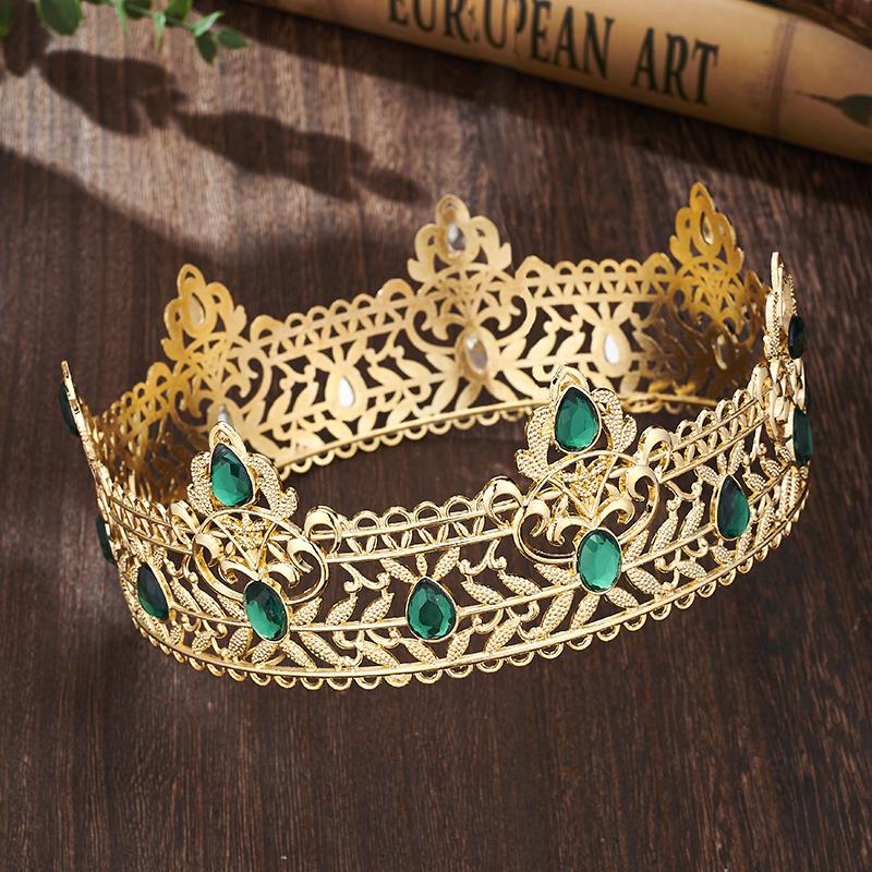 Gold Color King Crowns for Men, Royal Crown with Black Rhinestone, Birthday Crown for Men, Wedding Cosplay Prom Party Decoratios