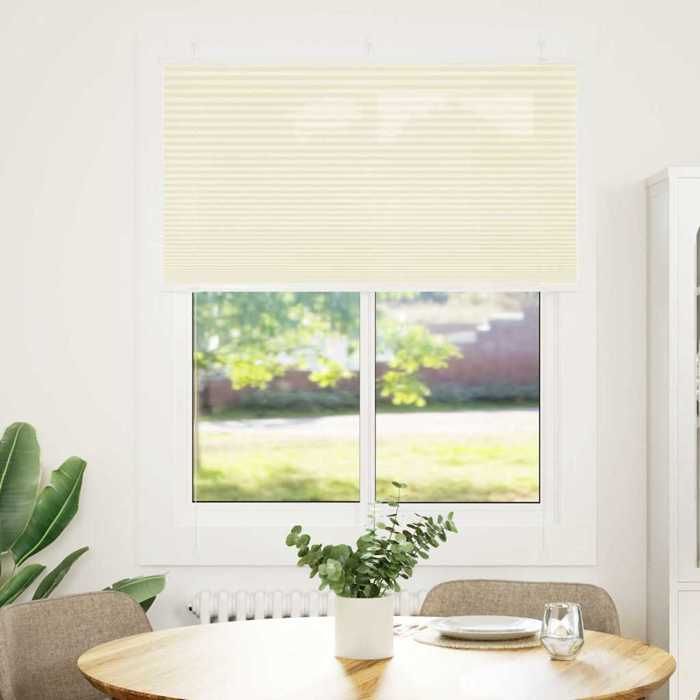 VidaXL Store plissé crème 105x150cm largeur du tissu 104,4cm polyester, store plissé de fenêtre, store accordéon, store 4015297