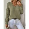 Sweater for Women Winter V Neck Hollow Pullover Warm Knitted Stretchy Long Sleeve Oversize Jumper Sweater Tops