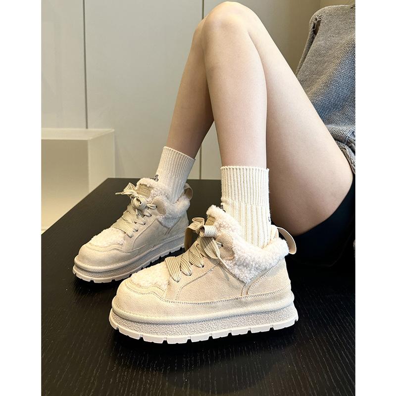 

Warm in winter~ Lamb wool casual platform snow boots women s versatile non-slip low-top cotton boots plush wool shoes 35