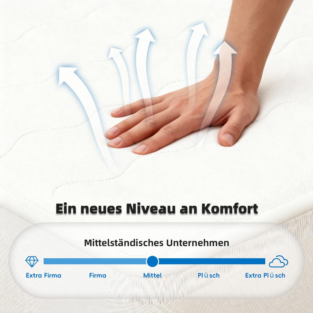 3D breathable mattress independently wrapped, noise free, soft, sturdy, dual support, providing back care, size: 140 * 200cm, thickness: 23cm, white