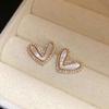 K real gold electroplated silver needle zircon fritillary love earrings light luxury high-end stud earrings retro court style earrings
