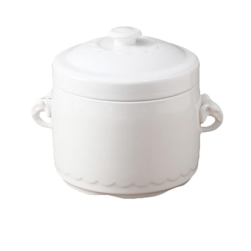 Homeglen White Porcelain Double Boiler Stew Pot