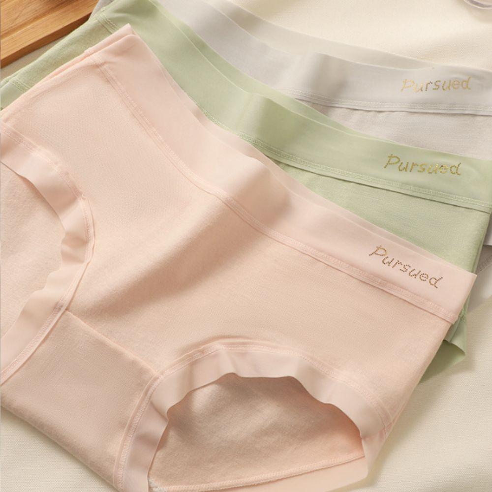 5pcs Cotton Crotch Seamless Briefs Underwear Women's Underpants Fashion Mid Waist Panties Lady