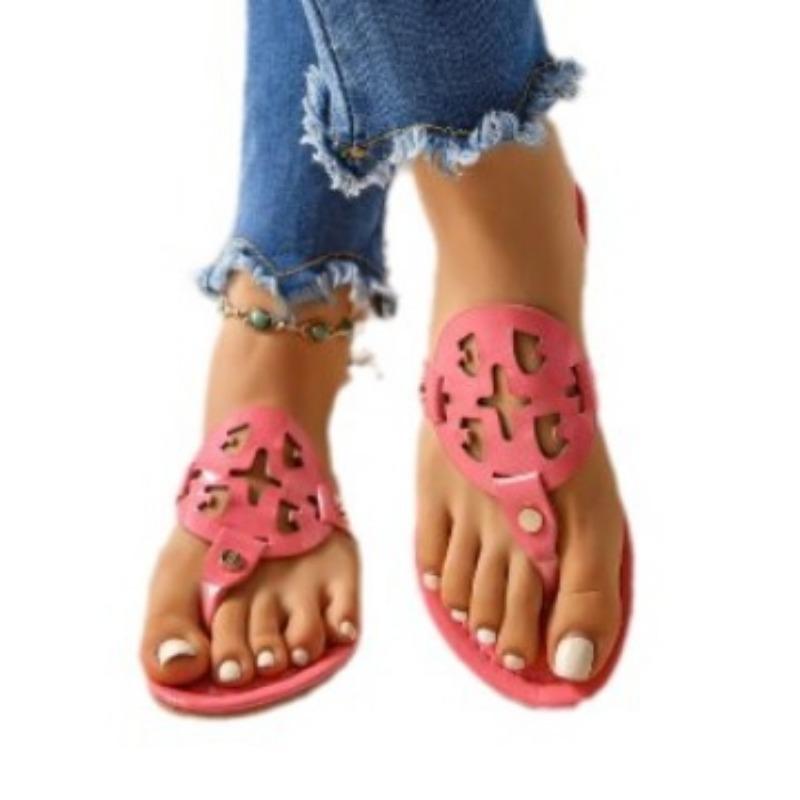 Snake pattern pinch slippers women's new summer large size casual women's flat bottom beach herringbone cool slippers