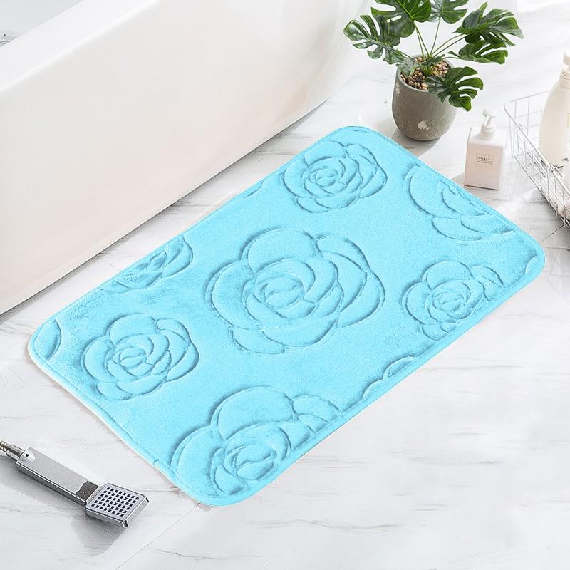 Tappetino da bagno con rose in rilievo Tappetino da bagno antiscivolo nel lavabo Vasca da bagno Tappeto da pavimento laterale Doccia Zerbino Memory Foam 3D Pad