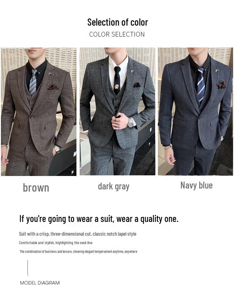 Pánský jarní ležérní oblek třídílný slim fit v korejském stylu