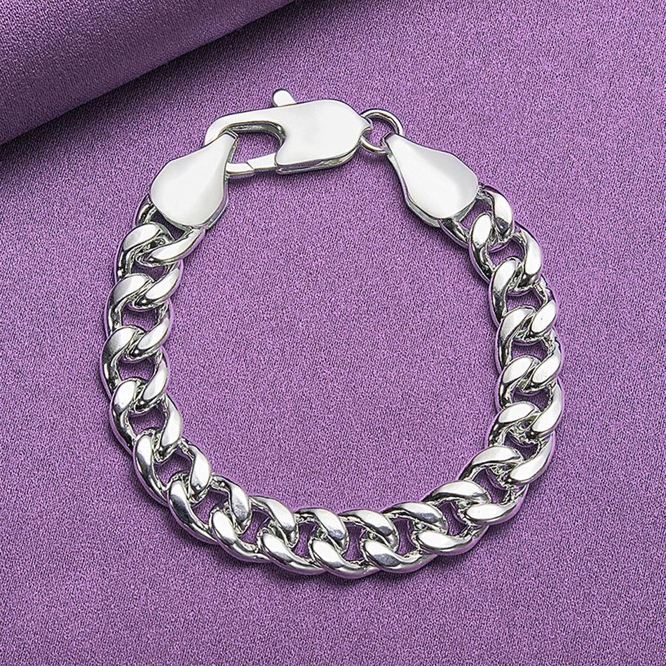 

CHSHINE 925 стерлингового серебра 10 мм боковой браслет цепи мода очарование свадебная вечеринка высокое качество для женщин ювелирные изделия 20CM 8inches