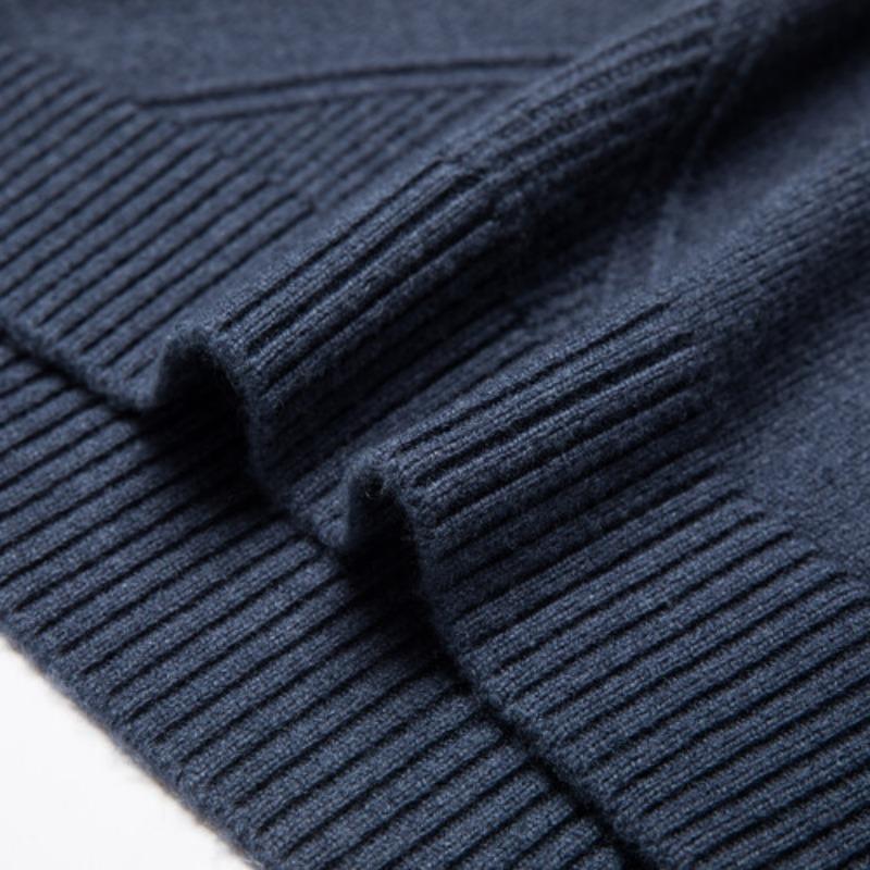 Genser for menn Høst og vinter Ny Slank Varm Ensfarge Uformell fortykket Halvskolekrage Ullstrikket genser