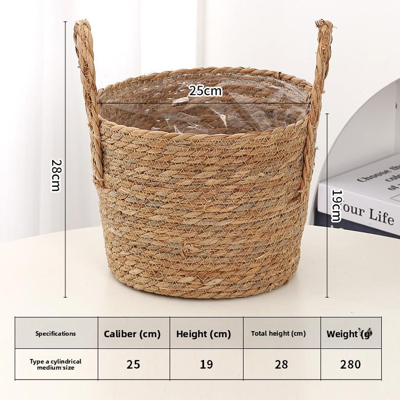 Nordic Extra Large Straw Woven Flower Pot for Green Plants Seaweed Storage Basket Handmade Floor Indoor Decorative Planter