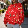 Women's Trendy Christmas Graphic Crewneck Sweatshirt Lightweight Casual Pullover Top for Holiday