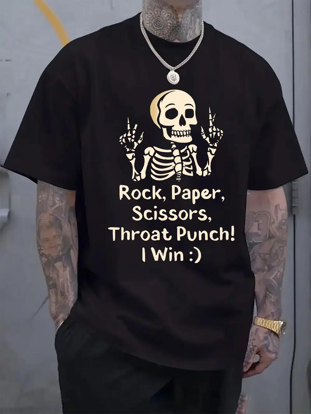 Casual Crew Neck T-shirt with Rock S