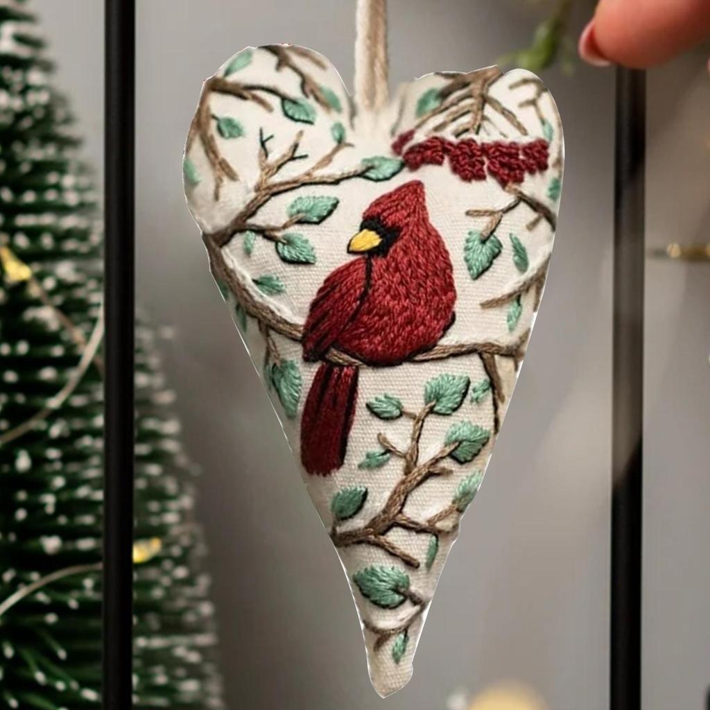 Beginner Embroidery Kit Heart Shaped Christmas Ornament Learn To Embroider Complete Art Craft Set For Travel Project Relaxation