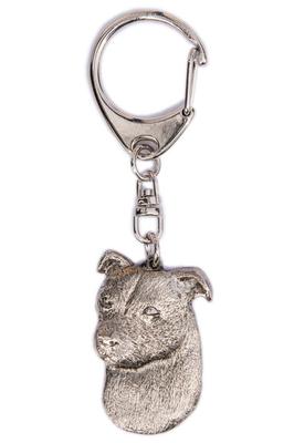 Staffordshire Bull Terrier Made In England Art Dog Keychain Collection (Head)
