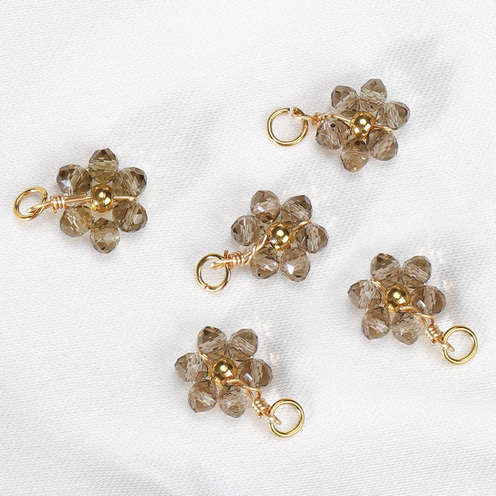 20pcs Stainless Steel Multicolor Flower Crystal Beads ABS Pearl For Jewelry Making DIY Handmade Necklace Bracelet Accessories