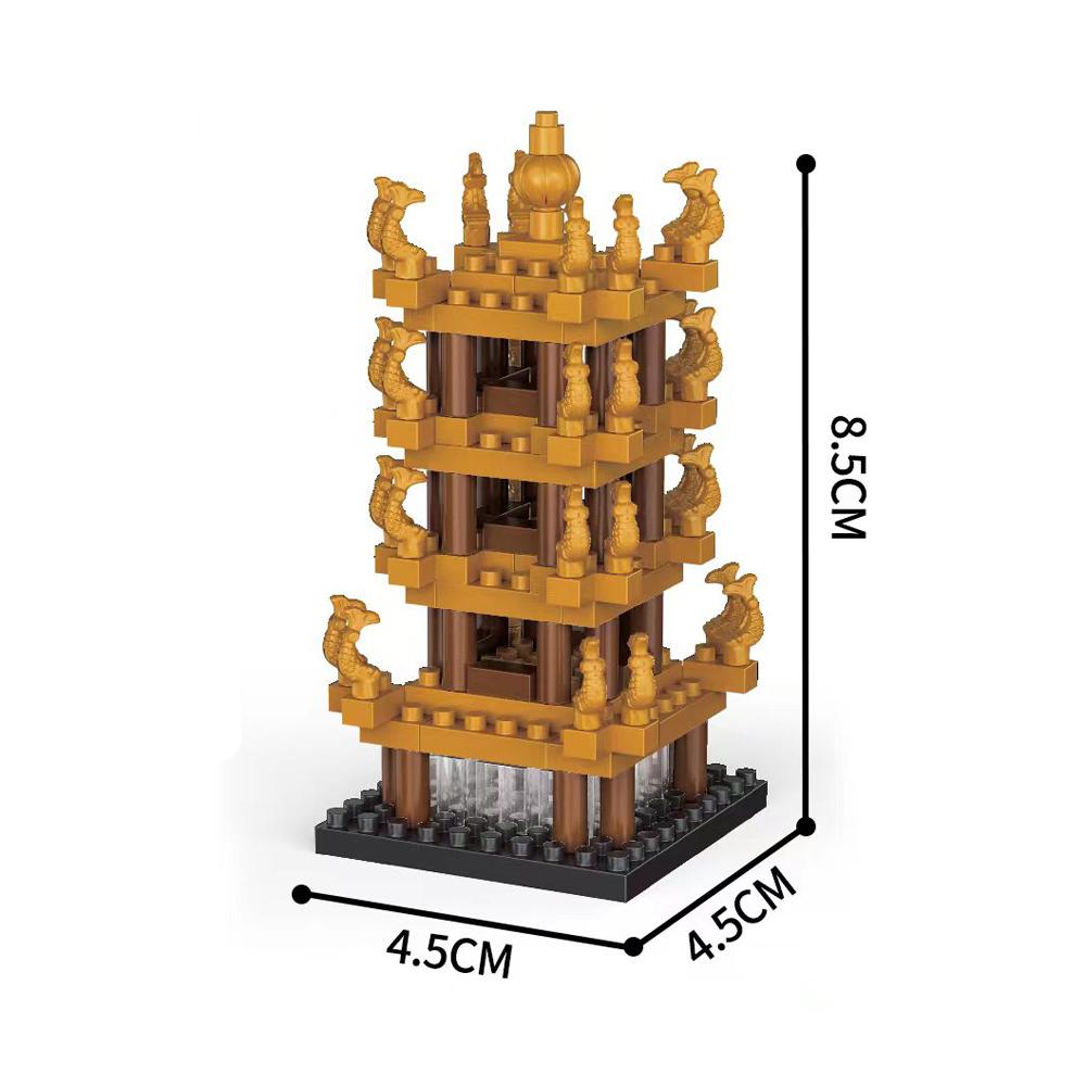 Knew Built Yellow Crane Tower of Ancient China Exquisite Building Blocks Construction Toy Optional LED Light Stunning Scenic