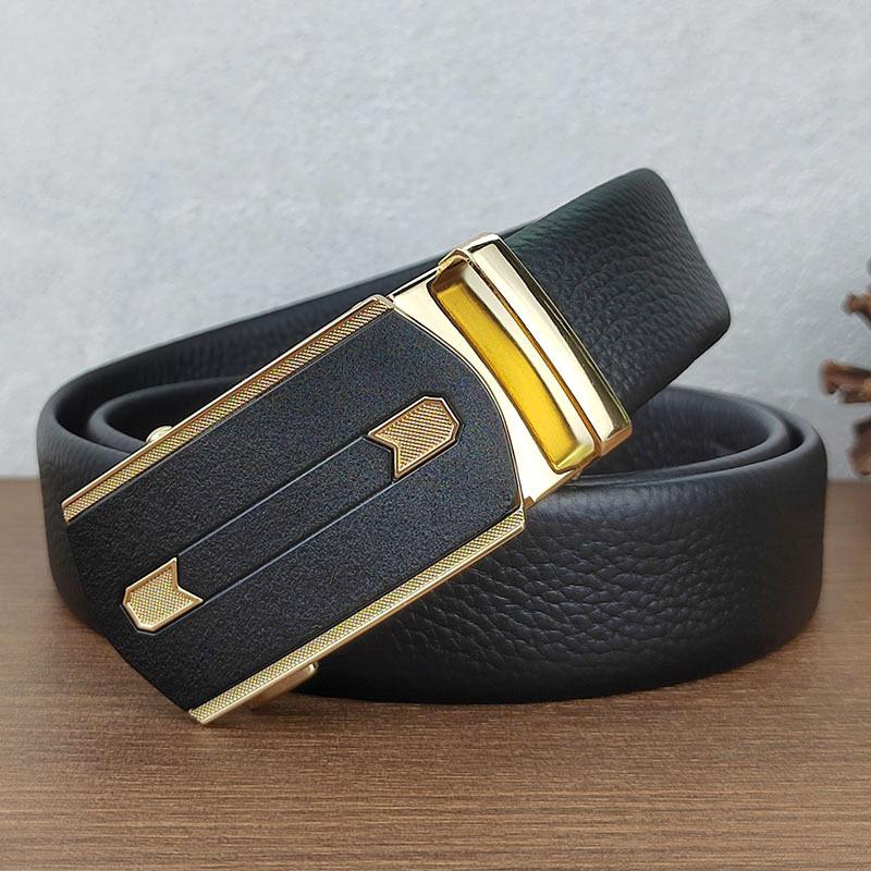 Men'S Automatic Buckle Belt Leather Business Belt Men'S First Layer Cowhide Middle-Aged Simple Dad Gift Belt Men