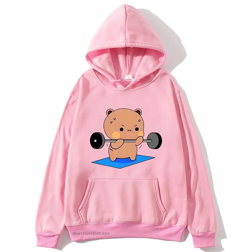 BuBu beobachtet DuDu Gewichtheben ist ein Turner Hoodie Pandabär Sweatshirt Paar Kleidung Männer Kawaii Frauen Tops