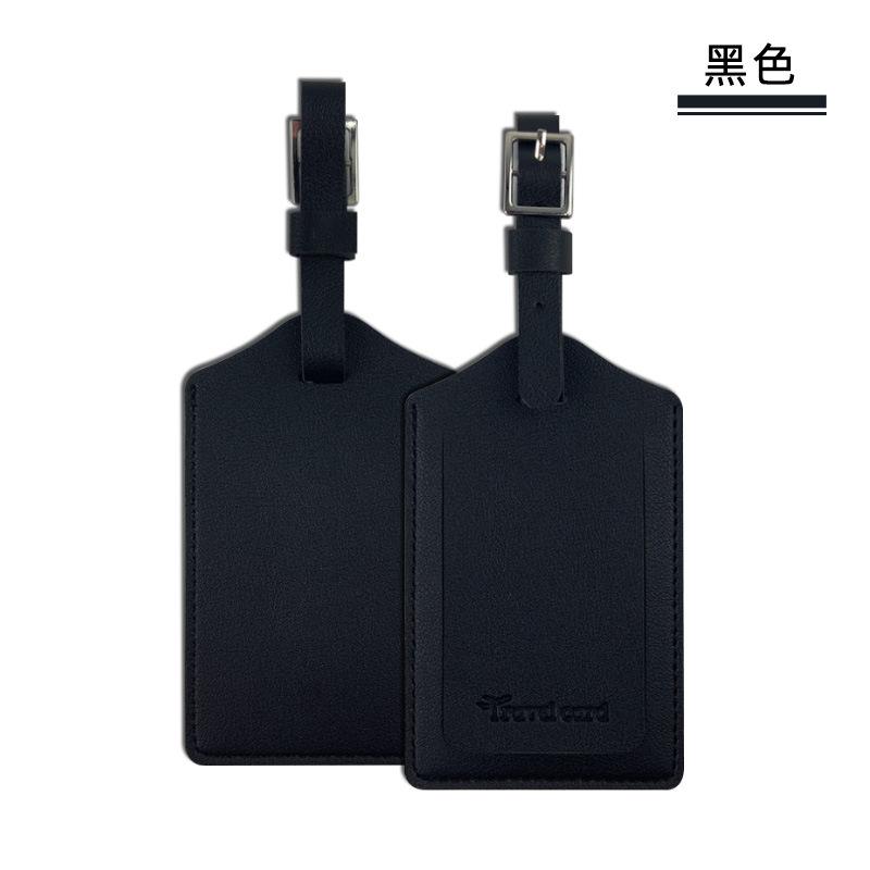 

Квадратная пряжка Кожаная бирка для багажа Карта против потери Кожа PU Багажная бирка Посадочный талон чёрный