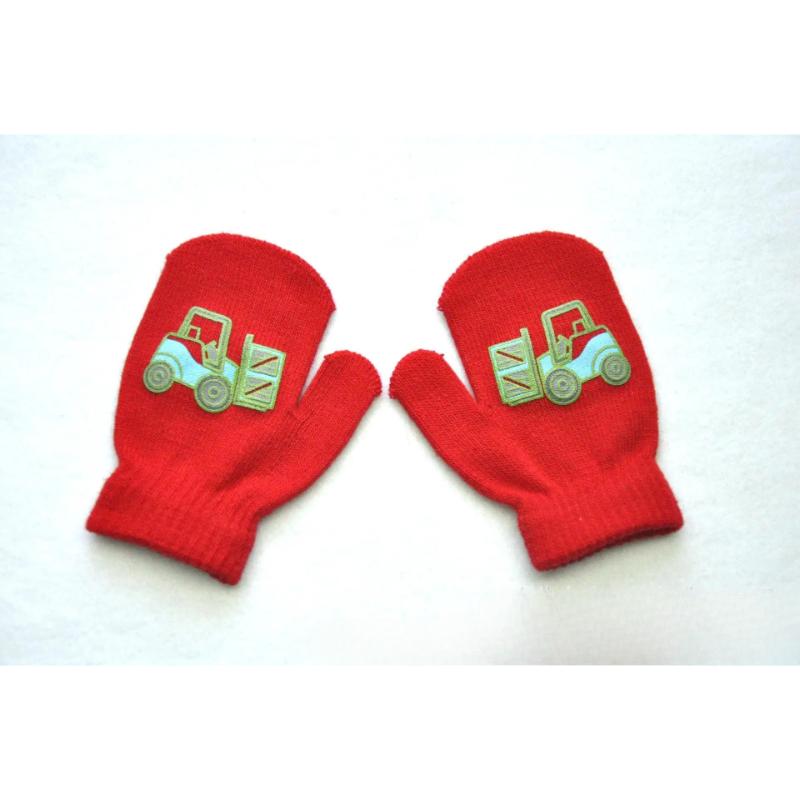 

Зимние вязаные перчатки для детей 1-4 лет, теплые, милые варежки из шерсти с узором строительной машины, велосипедные детские перчатки