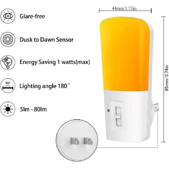 Amber Color Mosquito Repellent LED Night Light With Dusk To Dawn Sensor Dimmable Plug In Night
