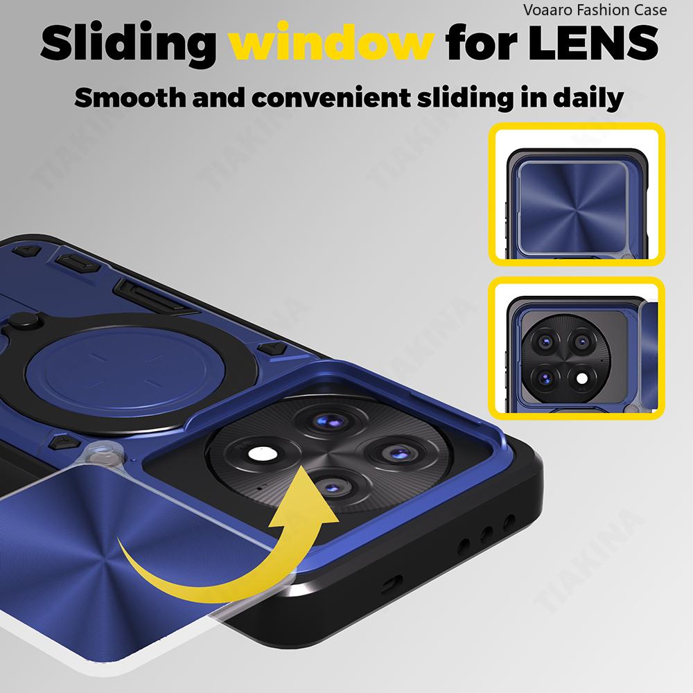 Rotate Slide Lens Camera Armor Funda for Oneplus 13 5G Case for Oneplus 13R ACE 5 Pro Case Magnetic Ring Kickstand Holder Cover
