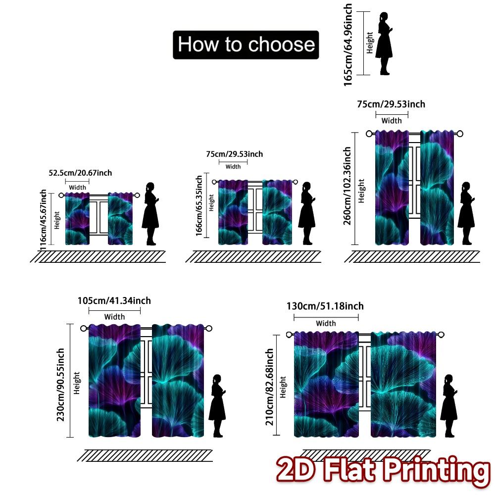 Set Of 2 Flat Printing Curtains Without Rod Floral Glow Design Women Is Day Holiday Digital Machine Curtain Polyester
