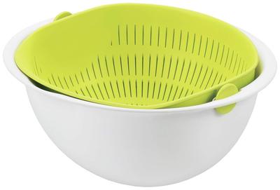 Akebono Sangyo Colander Bowl Green Large Made In Japan Tilt the Bowl To Drain Quickly No Need To Take Out the So Speedy Rotates 180 Degrees To Drain
