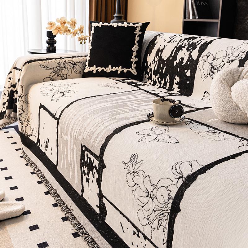 

Универсальный чехол для дивана в стиле ретро середины века 2025 - всесезонный цельный в стиле пледа 180x130 cm белый