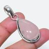 Natural Rose Quartz Gemstone 925 Sterling Silver Jewelry Pendant 1.89" AP-16189