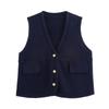 Zbzr Autumn New Women Clothes Western Style Fashion V-neck Knitted Wool Loose Cardigan Vest Vest Waistcoat