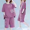 Women's Summer Short Sleeve Shirt Women's Slim Loose Casual Suit Shorts Two-piece Set