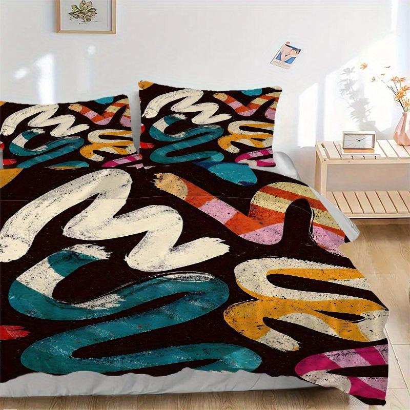 

3pcs Abstract Art Print Bedding Set, Ideal for Home Use, Suitable for Bedroom Decor (1*Duvet Cover + 1/2*Pillowcases, No Core) yy250821204 135x200cm