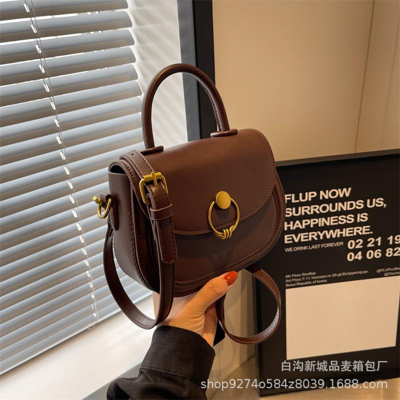 Fashion Retro Portable Small Bag Women's Bag 2025 New Trendy Shoulder Bag Trendy Shoulder Crossbody Saddle Bag