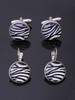 New Stripe Lattice Grain Zebra Pattern Glass Earring Jewelry DIY Round Time Gem Cufflinks For Men Wedding Party Anniversary Gift