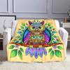 Colorful Owl Mandala Design Patterned flannel blanket perfect for the bedroom living room, sofa, or a little nap