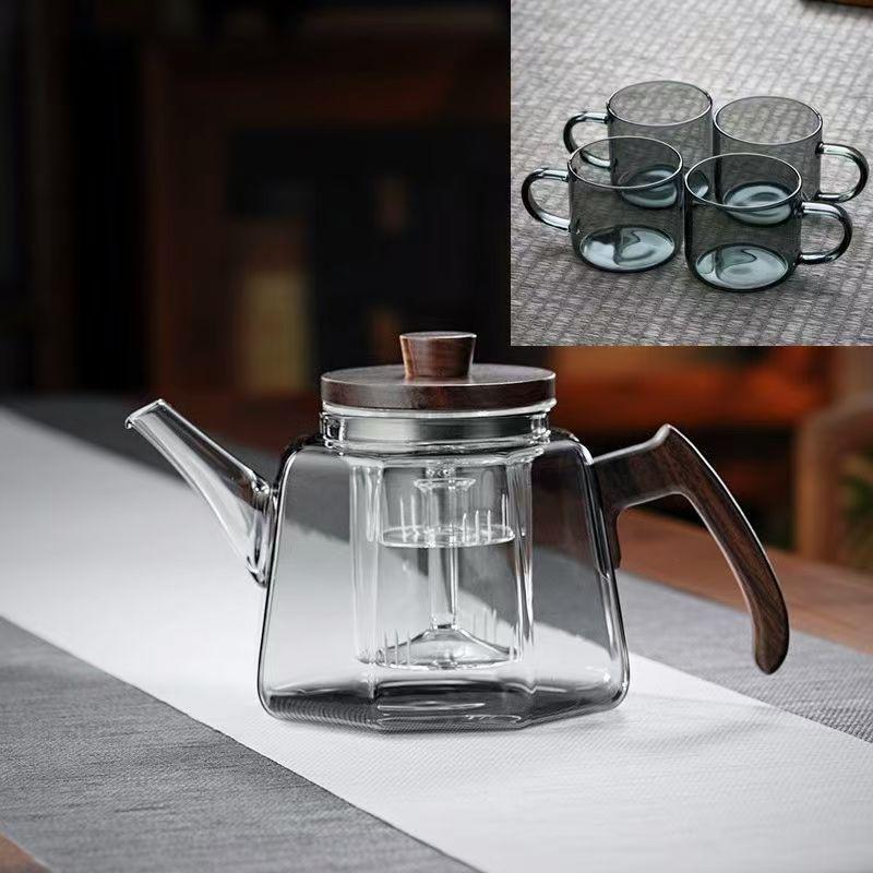 High-Temperature Resistant Glass Teapot with Large Capacity for Electric Stove and Fireplace Use