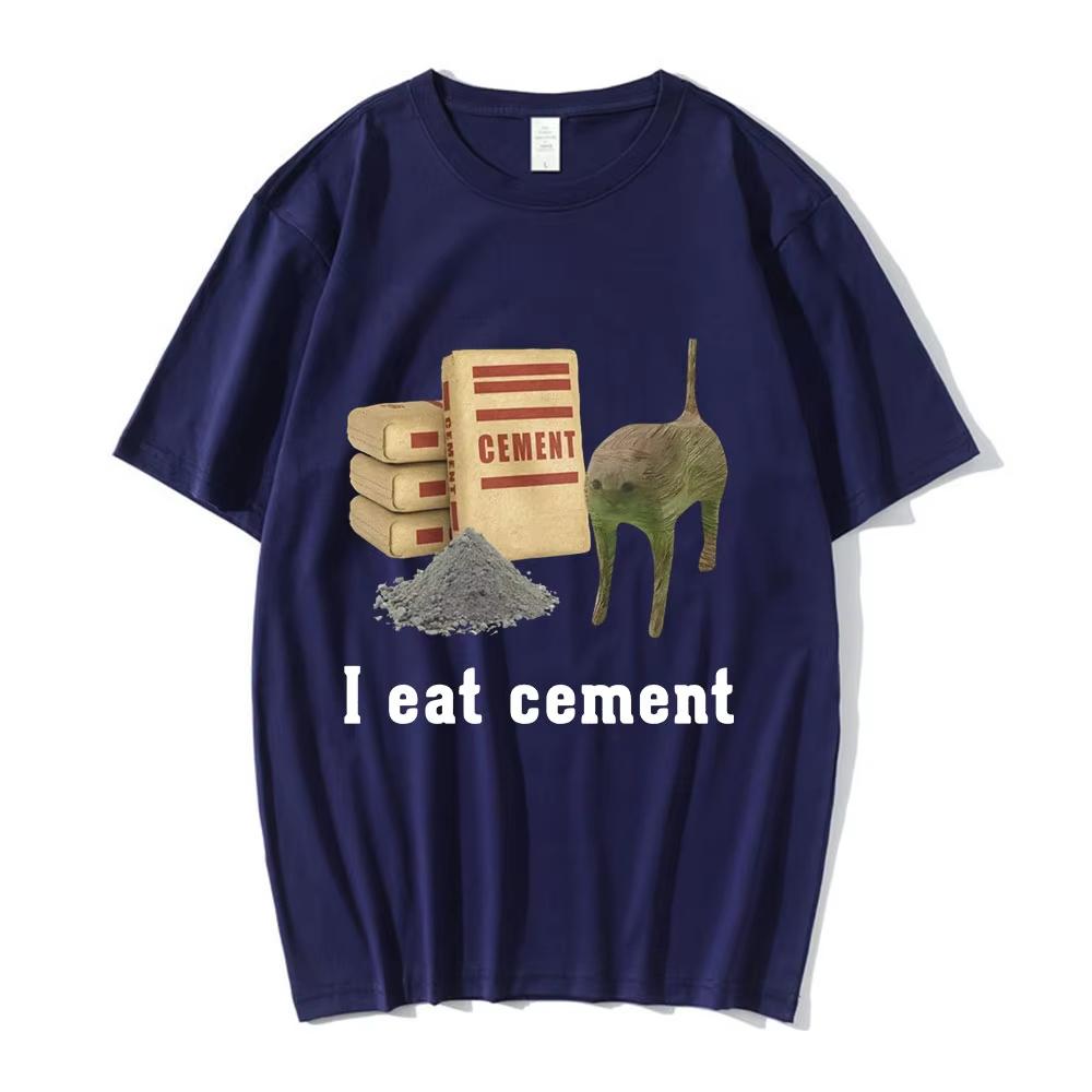 I Eat CeUnisext Cat Funny Meme Print Short Sleeve T Shirts Fashion Vintage Loose Causal Unisex and Womens Clothing Cotton