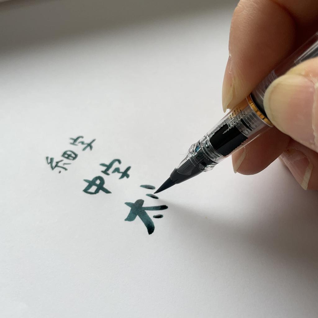 Caneta-tinteiro caneta pincel caneta tinteiro conversor transparente incluído (pincel de maquiagem para homens) caneta, caneta, pincel, barril,