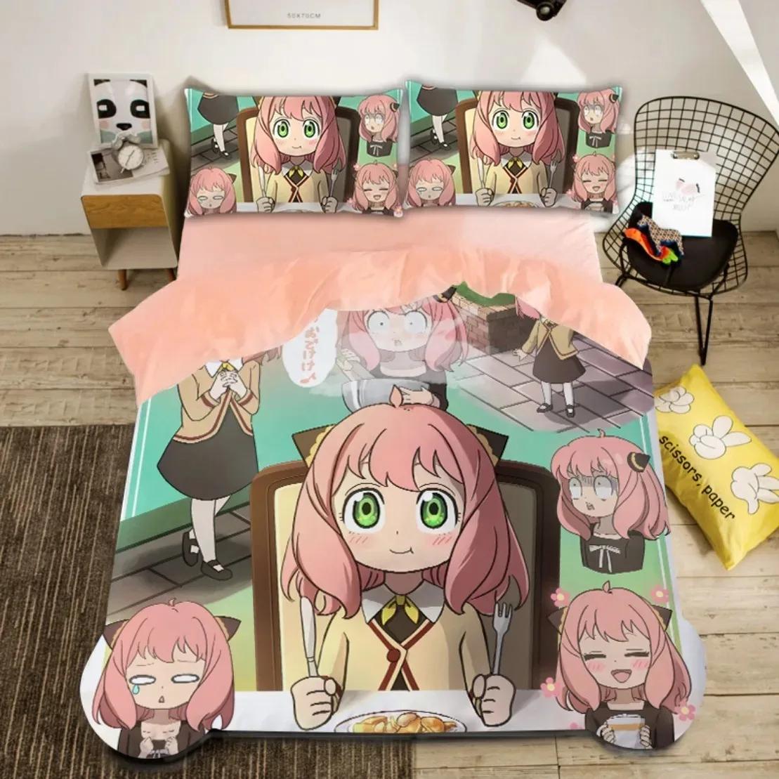 

Comforter Cute Spy X Family Anya Anime Spy Family Bedding Setboys Girls Single Twin Queen Size Comforter (quilt)-EU Single(135*200cm)3pcs