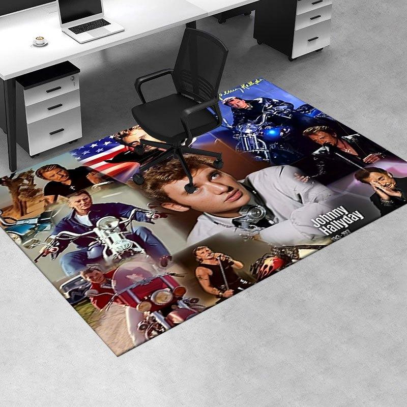 Johnny Hallyday Tribute Poster CollageOffice Mat Perfect for Home Decor Office Desk Chair Rugs Chair Carpet for office Polyester Chair Mat G