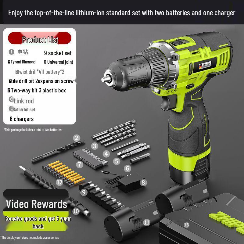Shibaura Electric Drill & Screwdriver Home Tool Set with Lithium Battery