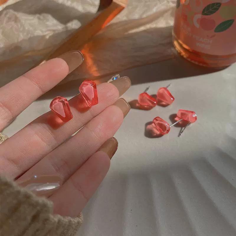 Silver Needle Dongdaemun Fresh Colorful Earrings - Simple, Versatile, Luxury Studs with a High-End Sense