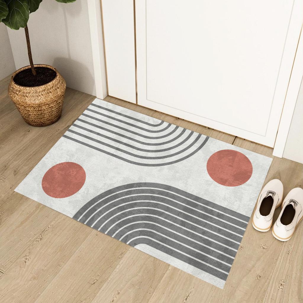 Minimalist Nordic Style Carpet Porch Living Room Entrance Door Mat Abstract Geometric Lines Bedroom Decoration Rug