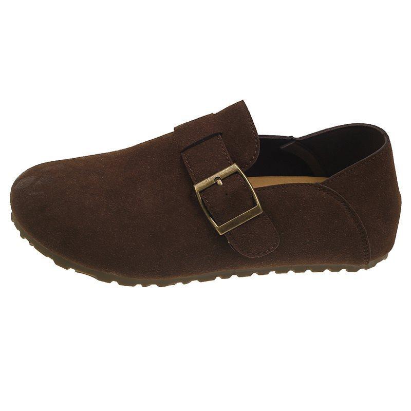 Doudou Shoes Autumn And Winter One-Pedal Lazy Shoes Versatile Flat-Soled New Birkenstocks Women'S Suede Large-Size Annual Single Shoes