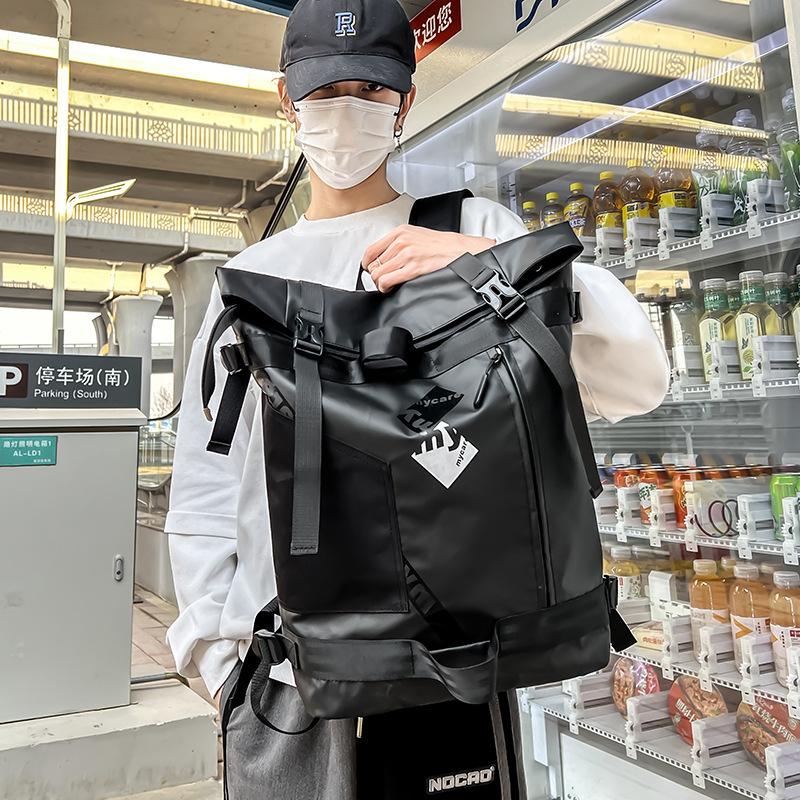 Trendy Brand Roll Mouth Personalized Splicing Schoolbag Fashion Harajuku Men'S And Women'S Large-Capacity Casual Backpack