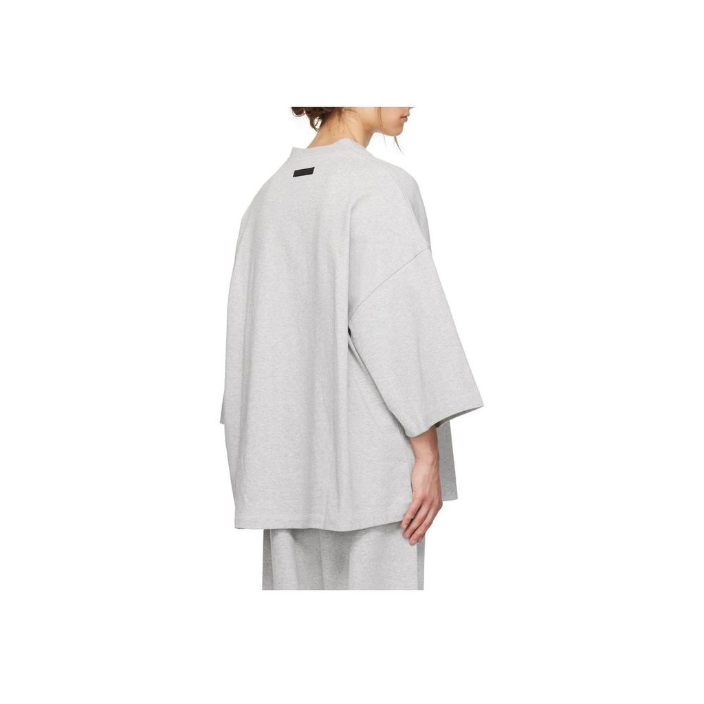 Fear of God Camiseta de Futebol Jersey Pesado Essentials Cinza Mescla Claro Tops Masculinos 125SP244106F