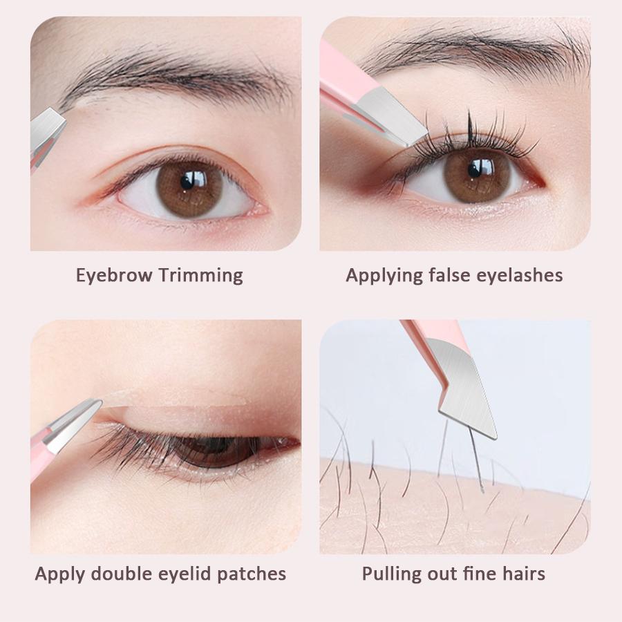 4Pcs Eyebrow Clips Multicolored Tweezers Set for Women Great Precision for Ingrown Hair Splinter Facial Hair Removal Beauty Tool