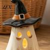 Holiday Atmospheric Night Lights Witch Hat Ghost Tealight Candle Holder, Vintage Resin Halloween Tabletop Decor Rustic Pastoral Theme Ornaments
